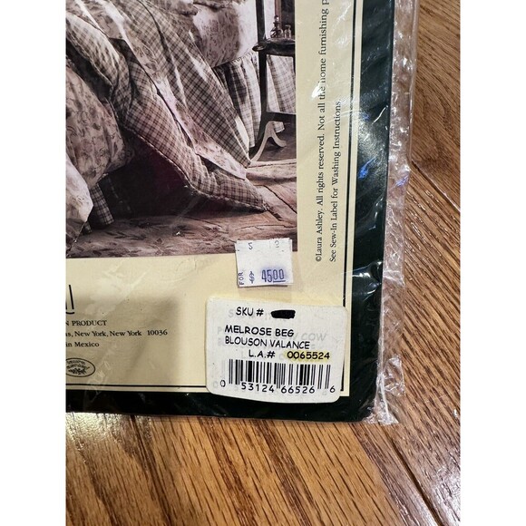 Laura Ashley Blouson Valance Melrose Beg Green White Plaid 86”x15” New - Picture 4 of 5